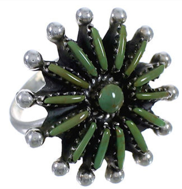 Turquoise Southwest Sterling Silver Needlepoint Ring Size 7-1/2 AX87428